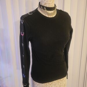 Tripp NYC Black Long Sleeve Top with Metal Accents